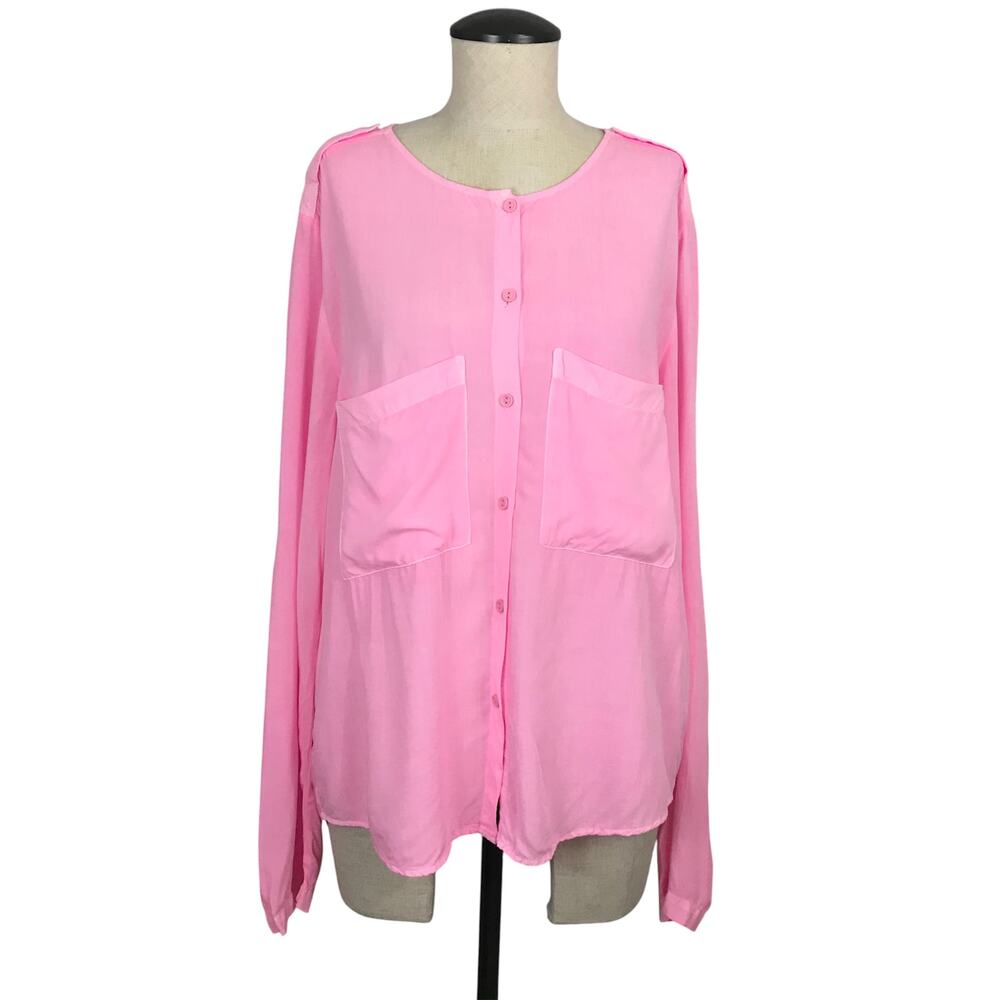 Anthropologie La Vi Sam Lavi Teraina Pink Blouse Split Back - Size small